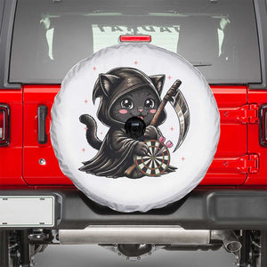 Dark Reaper Cat Throwing Darts Spare Tire Cover Funny Pub Game Gift TS12 White Print Your Wear