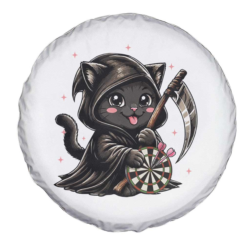 Dark Reaper Cat Throwing Darts Spare Tire Cover Funny Pub Game Gift - Print Your Wear
