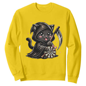 Dark Reaper Cat Throwing Darts Sweatshirt Funny Pub Game Gift - Print Your Wear