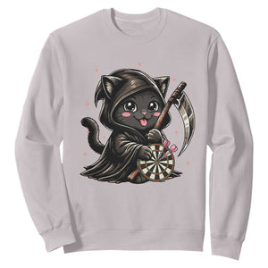 Dark Reaper Cat Throwing Darts Sweatshirt Funny Pub Game Gift - Print Your Wear