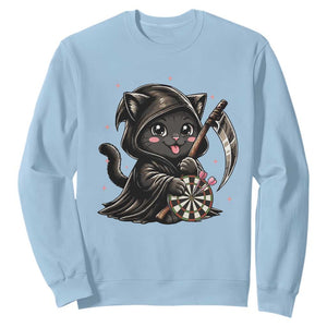 Dark Reaper Cat Throwing Darts Sweatshirt Funny Pub Game Gift - Print Your Wear
