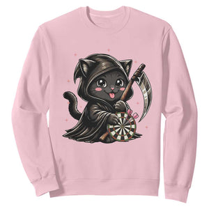 Dark Reaper Cat Throwing Darts Sweatshirt Funny Pub Game Gift - Print Your Wear