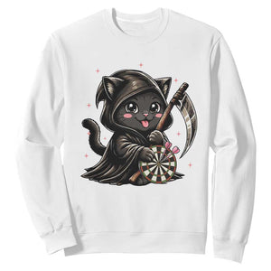 Dark Reaper Cat Throwing Darts Sweatshirt Funny Pub Game Gift - Print Your Wear