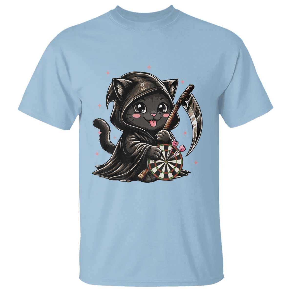 Dark Reaper Cat Throwing Darts T Shirt Funny Pub Game Gift - Print Your Wear