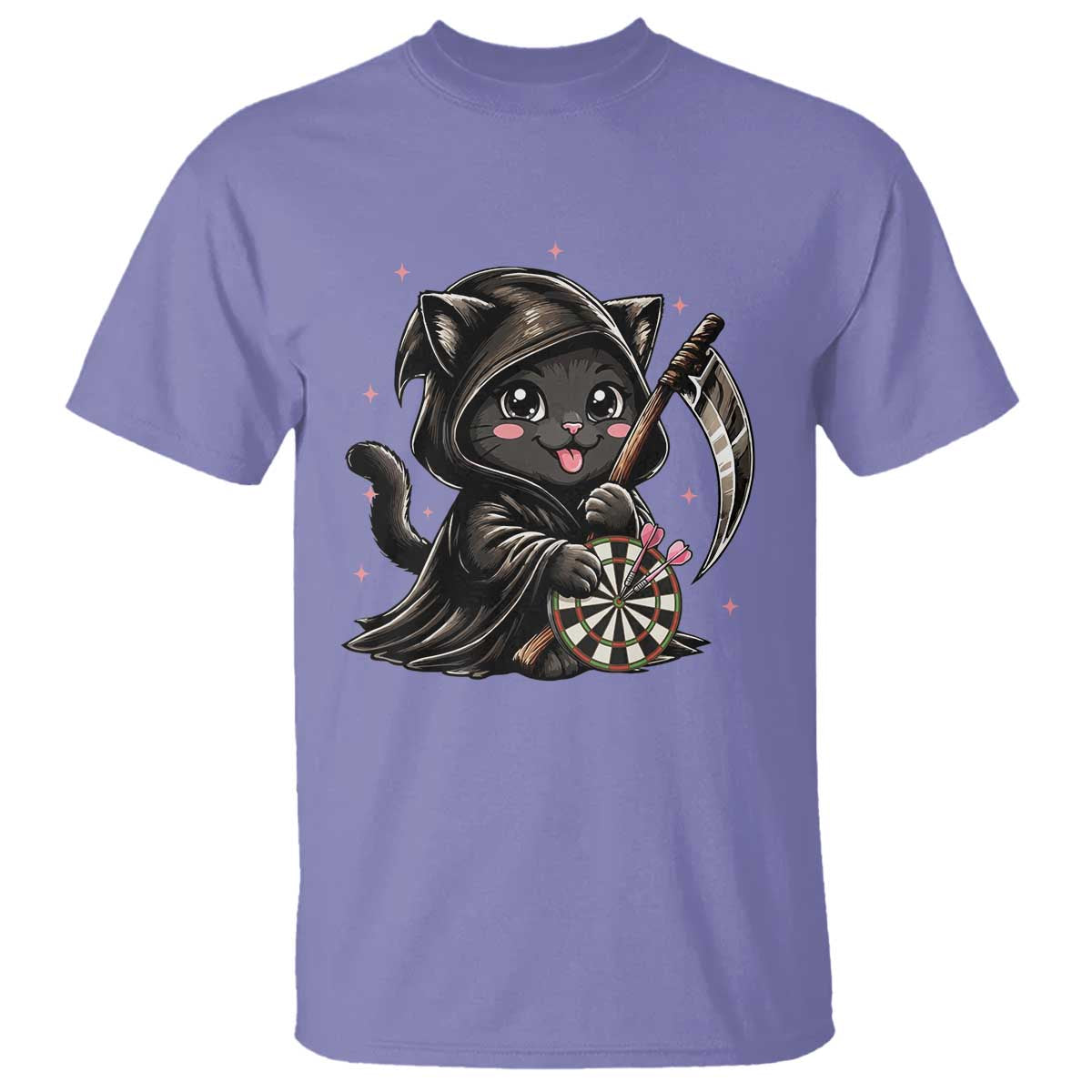 Dark Reaper Cat Throwing Darts T Shirt Funny Pub Game Gift - Print Your Wear