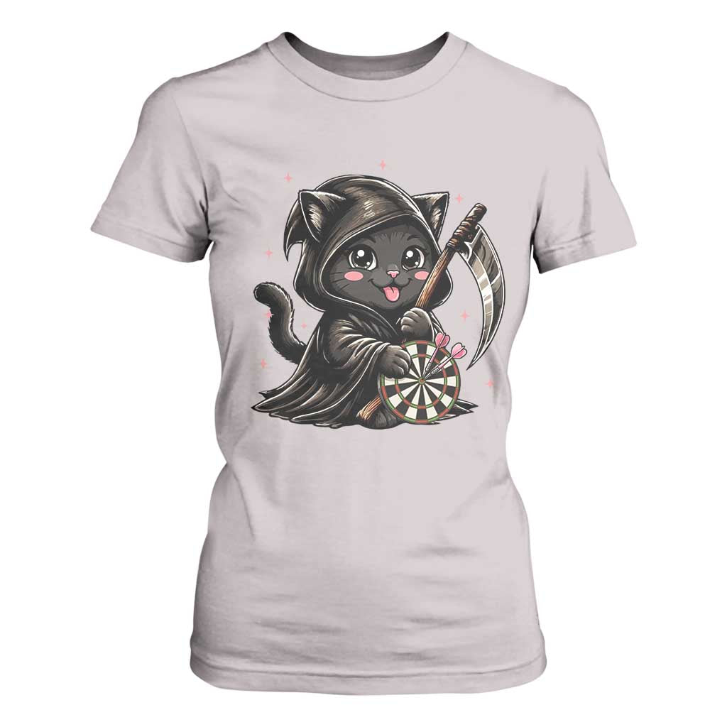 Dark Reaper Cat Throwing Darts T Shirt For Women Funny Pub Game Gift TS12 Ice Gray Print Your Wear