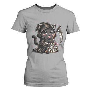 Dark Reaper Cat Throwing Darts T Shirt For Women Funny Pub Game Gift - Print Your Wear