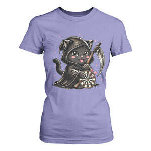 Dark Reaper Cat Throwing Darts T Shirt For Women Funny Pub Game Gift TS12 Violet Print Your Wear