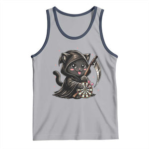 Dark Reaper Cat Throwing Darts Tank Top Funny Pub Game Gift - Print Your Wear