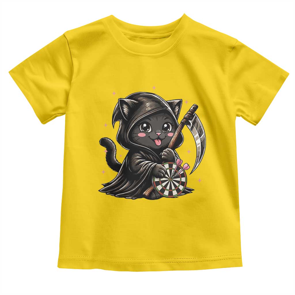 Dark Reaper Cat Throwing Darts Toddler T Shirt Funny Pub Game Gift - Print Your Wear