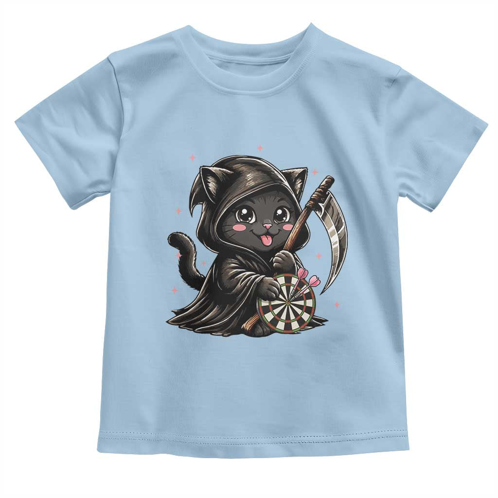 Dark Reaper Cat Throwing Darts Toddler T Shirt Funny Pub Game Gift TS12 Light Blue Print Your Wear