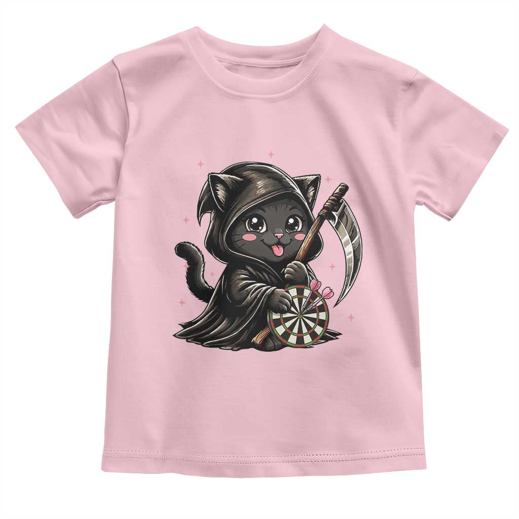 Dark Reaper Cat Throwing Darts Toddler T Shirt Funny Pub Game Gift TS12 Light Pink Print Your Wear