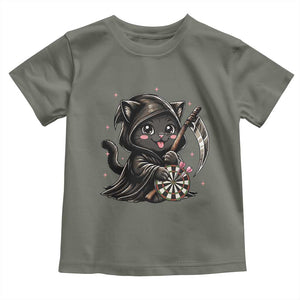 Dark Reaper Cat Throwing Darts Toddler T Shirt Funny Pub Game Gift TS12 Military Green Print Your Wear