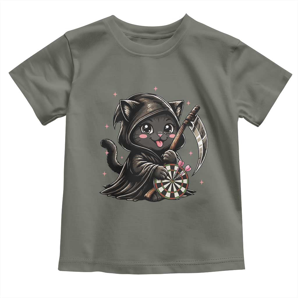 Dark Reaper Cat Throwing Darts Toddler T Shirt Funny Pub Game Gift - Print Your Wear