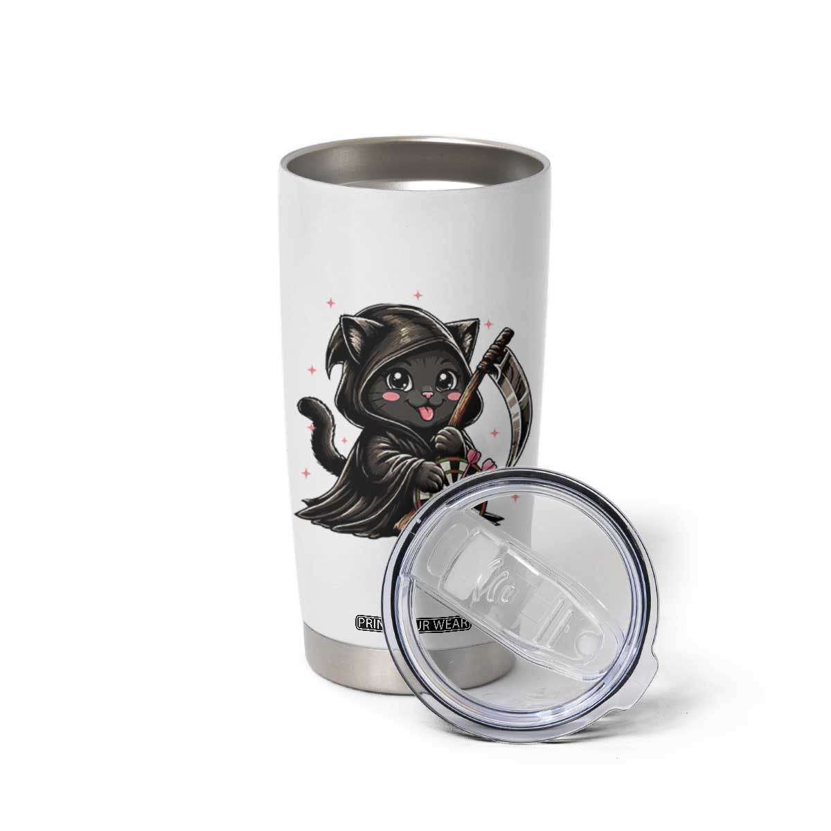 Dark Reaper Cat Throwing Darts Tumbler Cup Funny Pub Game Gift - Print Your Wear