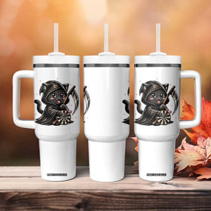 Dark Reaper Cat Throwing Darts Tumbler With Handle Funny Pub Game Gift - Print Your Wear