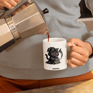 Dark Reaper Cat Throwing Darts Coffee Mug Funny Pub Game Gift - Print Your Wear