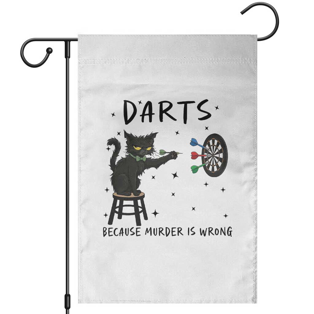 Funny Grumpy Cat Darts Garden Flag Because Murder Is Wrong TS12 White Print Your Wear