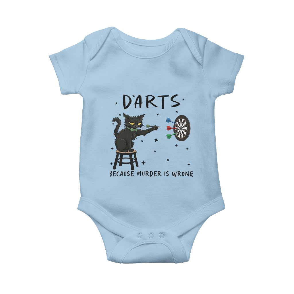 Funny Grumpy Cat Darts Baby Onesie Because Murder Is Wrong TS12 Light Blue Print Your Wear