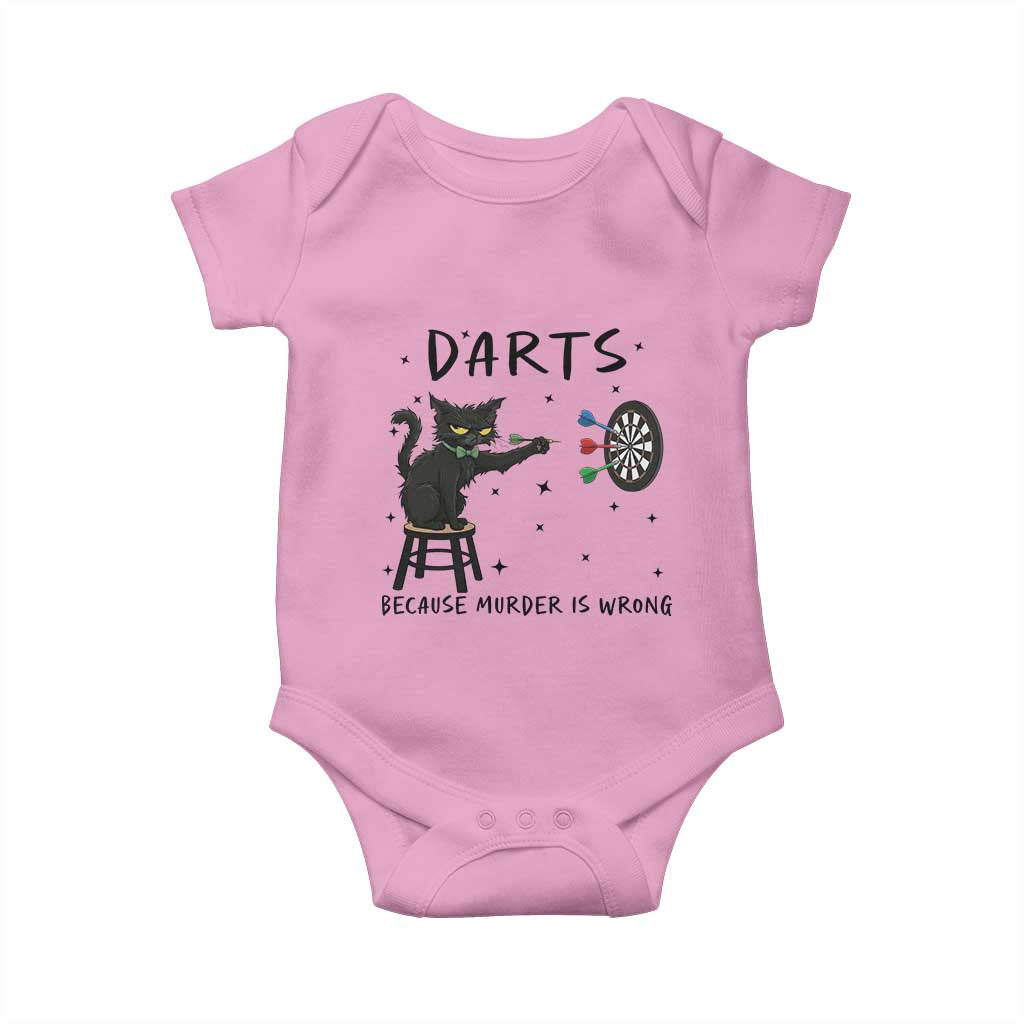 Funny Grumpy Cat Darts Baby Onesie Because Murder Is Wrong TS12 Light Pink Print Your Wear