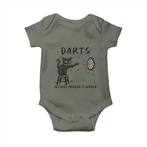 Funny Grumpy Cat Darts Baby Onesie Because Murder Is Wrong TS12 Military Green Print Your Wear