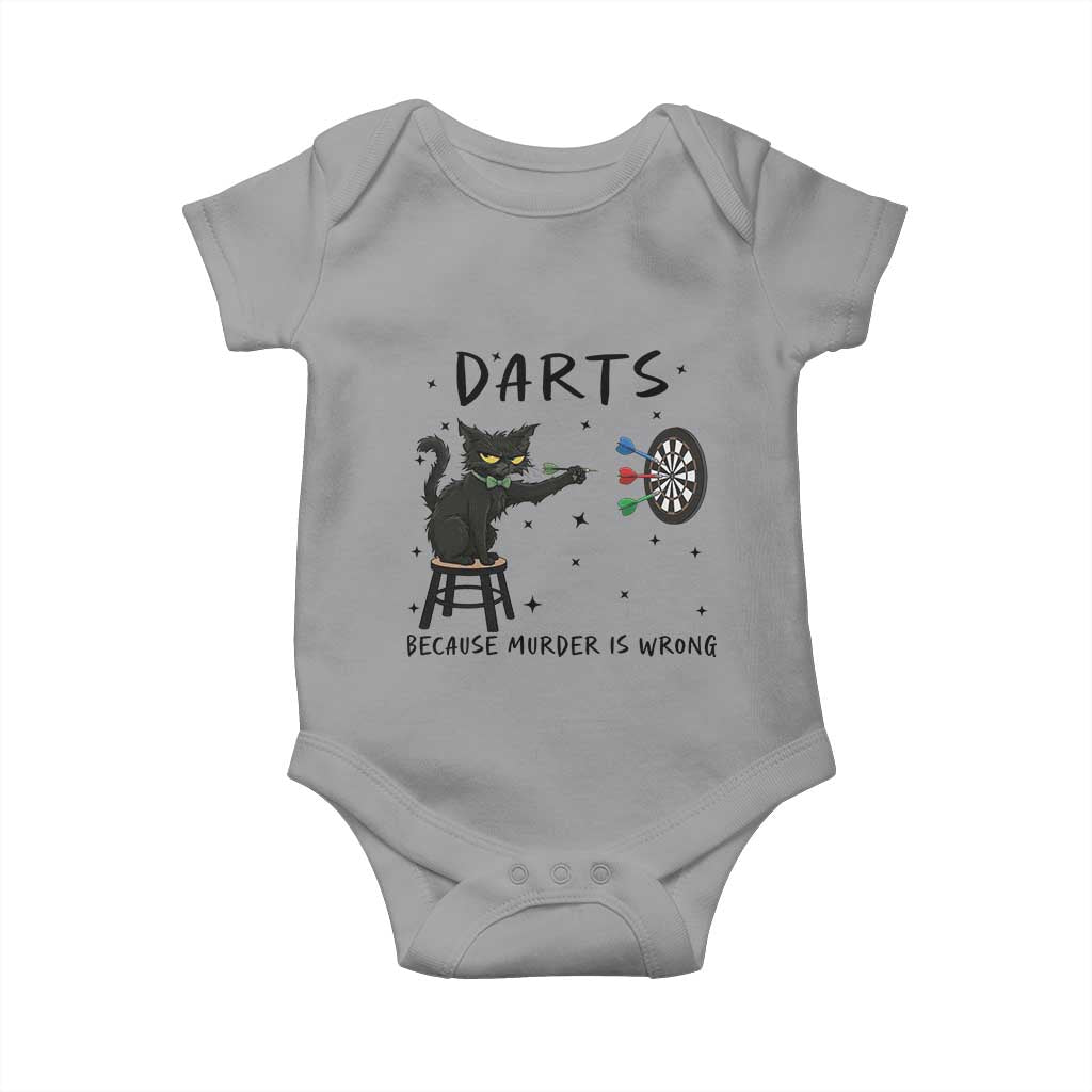 Funny Grumpy Cat Darts Baby Onesie Because Murder Is Wrong TS12 Sport Gray Print Your Wear