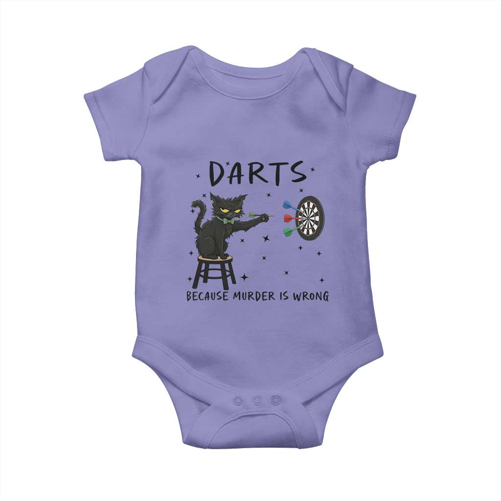 Funny Grumpy Cat Darts Baby Onesie Because Murder Is Wrong TS12 Violet Print Your Wear