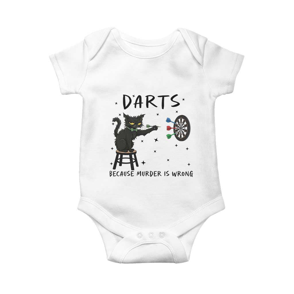 Funny Grumpy Cat Darts Baby Onesie Because Murder Is Wrong TS12 White Print Your Wear