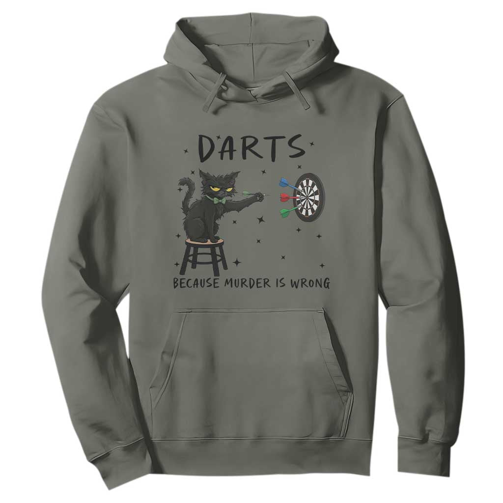 Funny Grumpy Cat Darts Hoodie Because Murder Is Wrong TS12 Military Green Print Your Wear