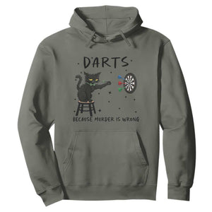 Funny Grumpy Cat Darts Hoodie Because Murder Is Wrong TS12 Military Green Print Your Wear