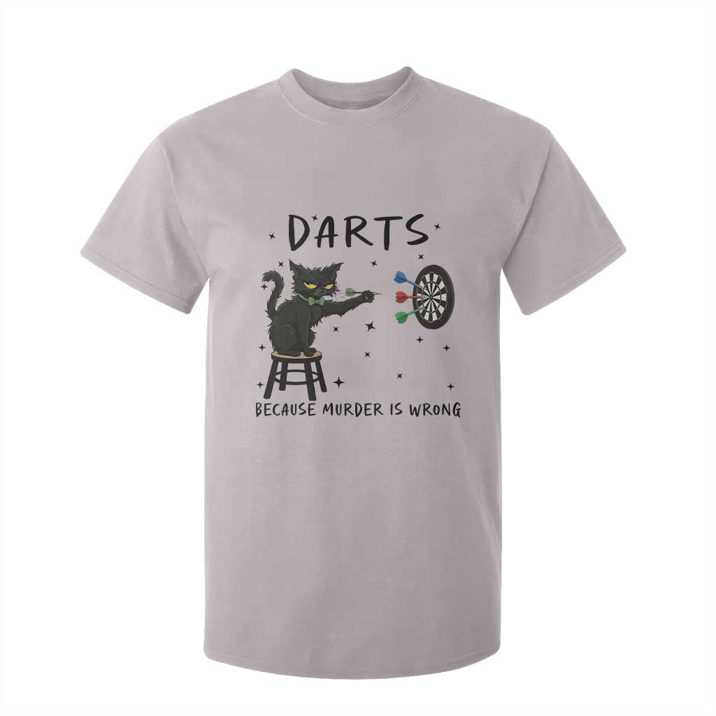 Funny Grumpy Cat Darts T Shirt For Kid Because Murder Is Wrong TS12 Ice Gray Print Your Wear