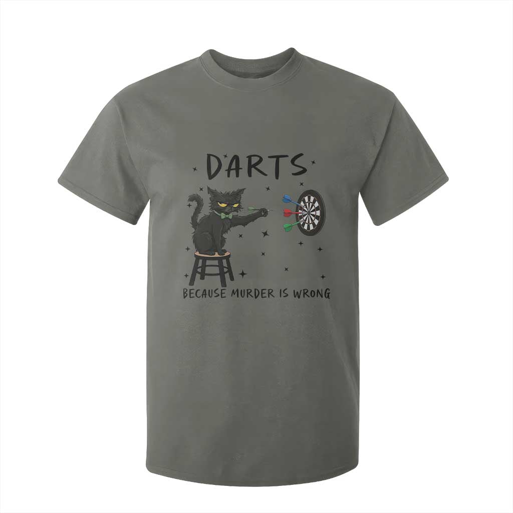 Funny Grumpy Cat Darts T Shirt For Kid Because Murder Is Wrong TS12 Military Green Print Your Wear