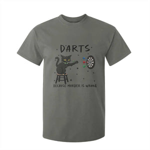 Funny Grumpy Cat Darts T Shirt For Kid Because Murder Is Wrong TS12 Military Green Print Your Wear