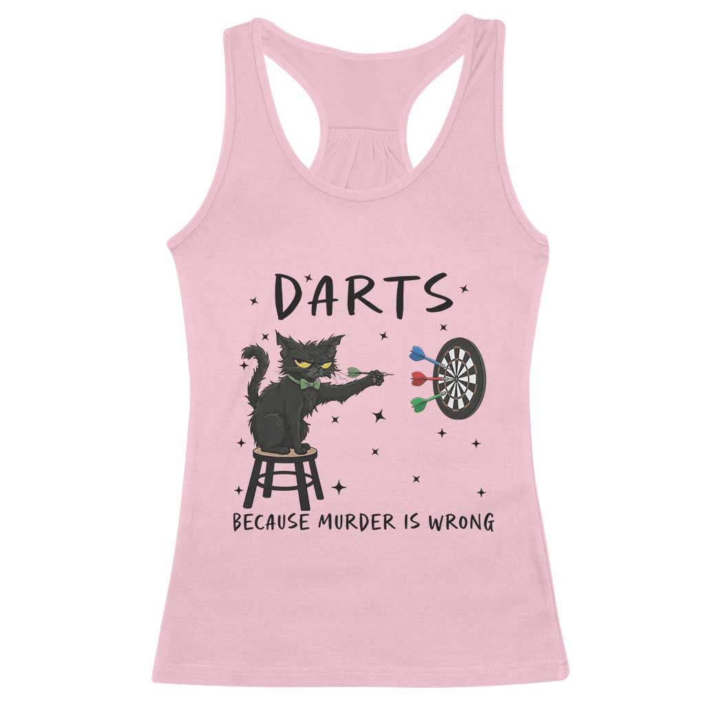 Funny Grumpy Cat Darts Racerback Tank Top Because Murder Is Wrong TS12 Light Pink Print Your Wear