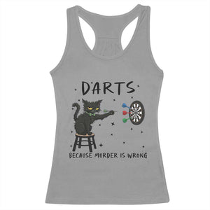 Funny Grumpy Cat Darts Racerback Tank Top Because Murder Is Wrong TS12 Sport Gray Print Your Wear