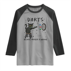 Funny Grumpy Cat Darts Raglan Shirt Because Murder Is Wrong TS12 Sport Gray Black Print Your Wear