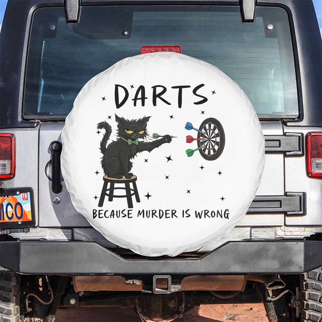 Funny Grumpy Cat Darts Spare Tire Cover Because Murder Is Wrong TS12 No hole White Print Your Wear