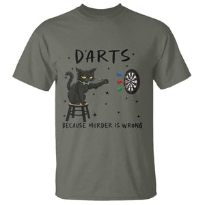 Funny Grumpy Cat Darts T Shirt Because Murder Is Wrong TS12 Military Green Print Your Wear