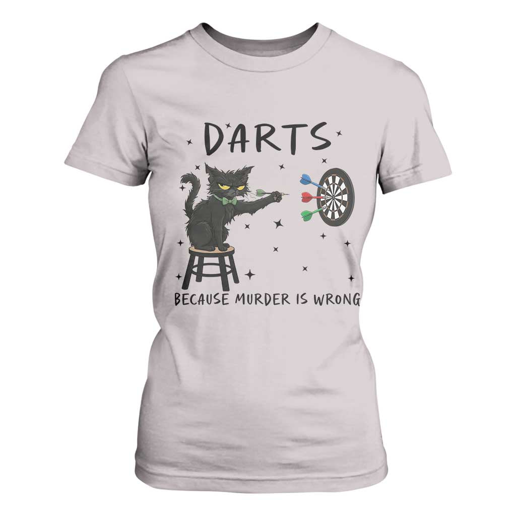 Funny Grumpy Cat Darts T Shirt For Women Because Murder Is Wrong TS12 Ice Gray Print Your Wear
