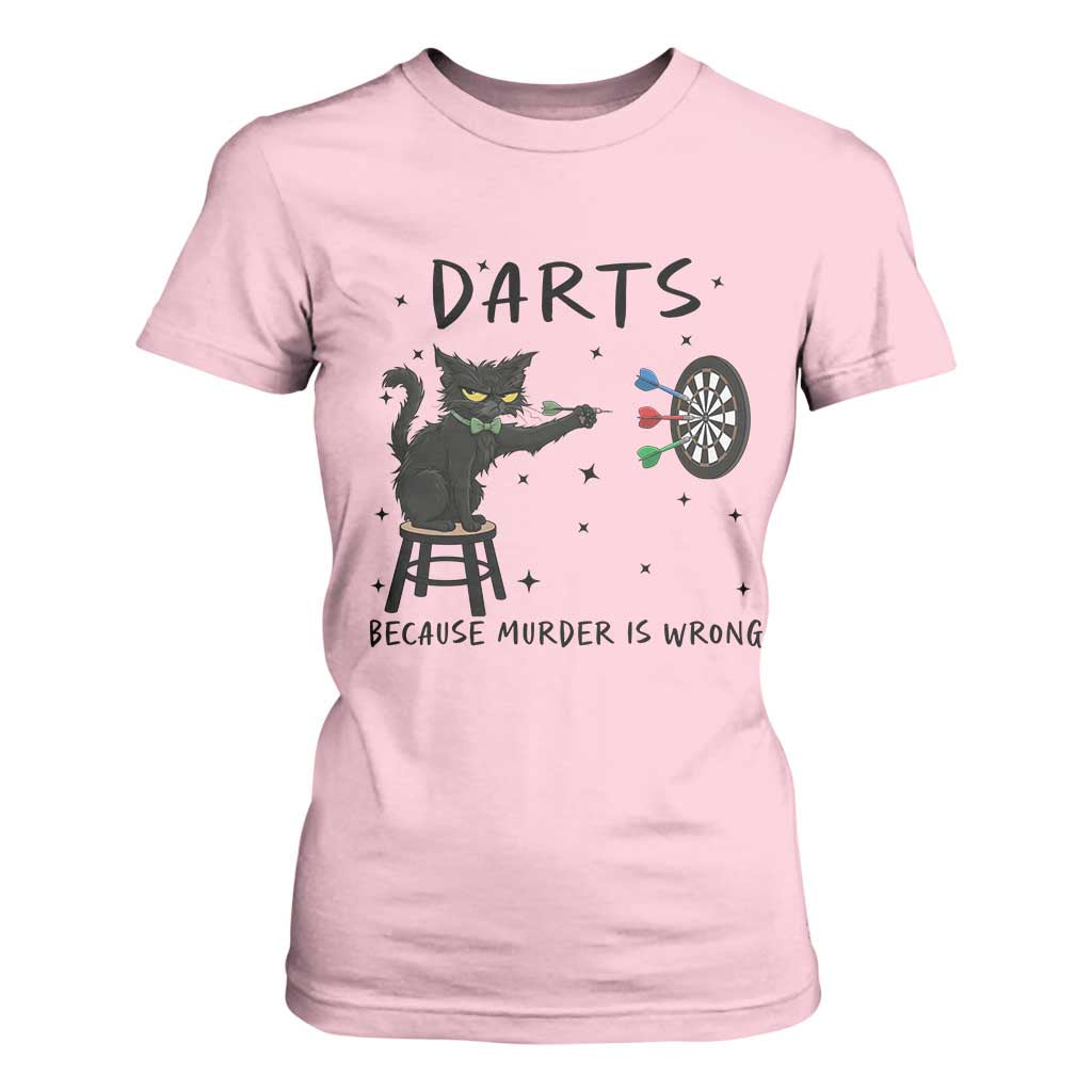 Funny Grumpy Cat Darts T Shirt For Women Because Murder Is Wrong TS12 Light Pink Print Your Wear