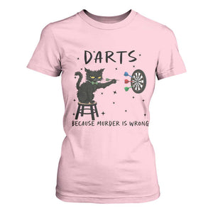 Funny Grumpy Cat Darts T Shirt For Women Because Murder Is Wrong TS12 Light Pink Print Your Wear
