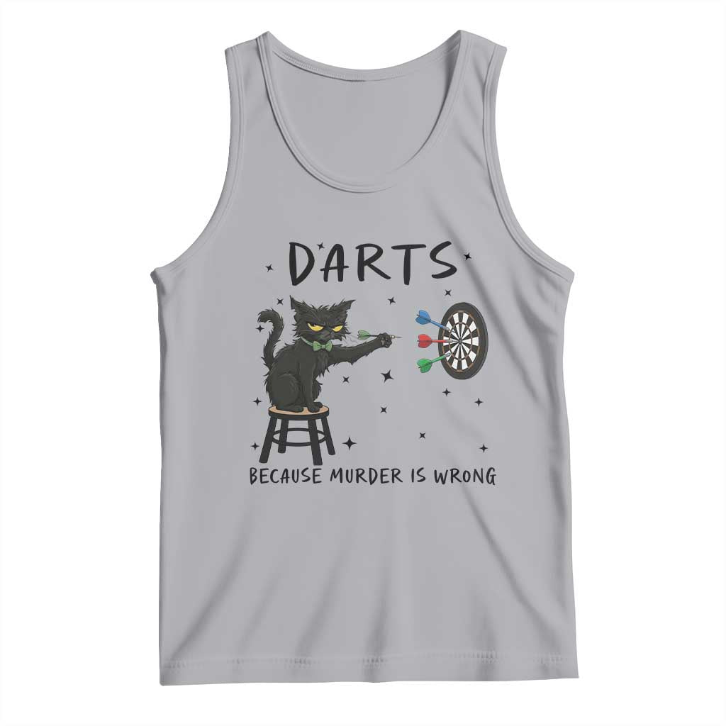 Funny Grumpy Cat Darts Tank Top Because Murder Is Wrong TS12 Athletic Heather Print Your Wear