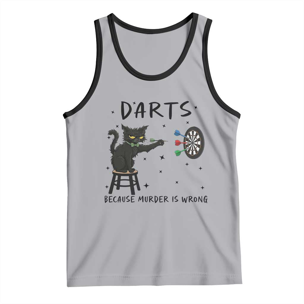 Funny Grumpy Cat Darts Tank Top Because Murder Is Wrong TS12 Athletic Heather Black Print Your Wear