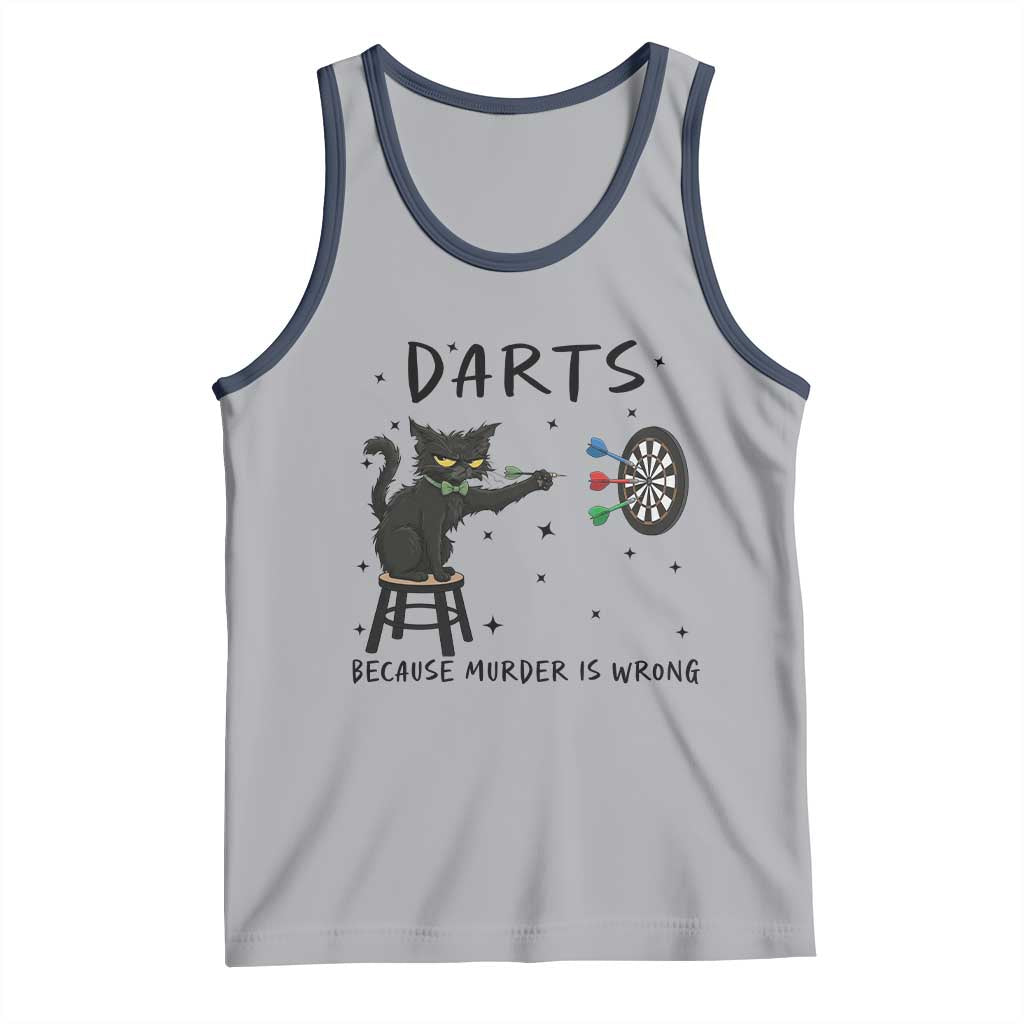 Funny Grumpy Cat Darts Tank Top Because Murder Is Wrong TS12 Athletic Heather Navy Print Your Wear