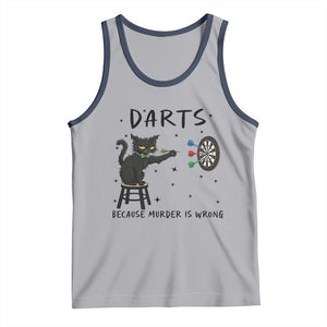 Funny Grumpy Cat Darts Tank Top Because Murder Is Wrong TS12 Athletic Heather Navy Print Your Wear