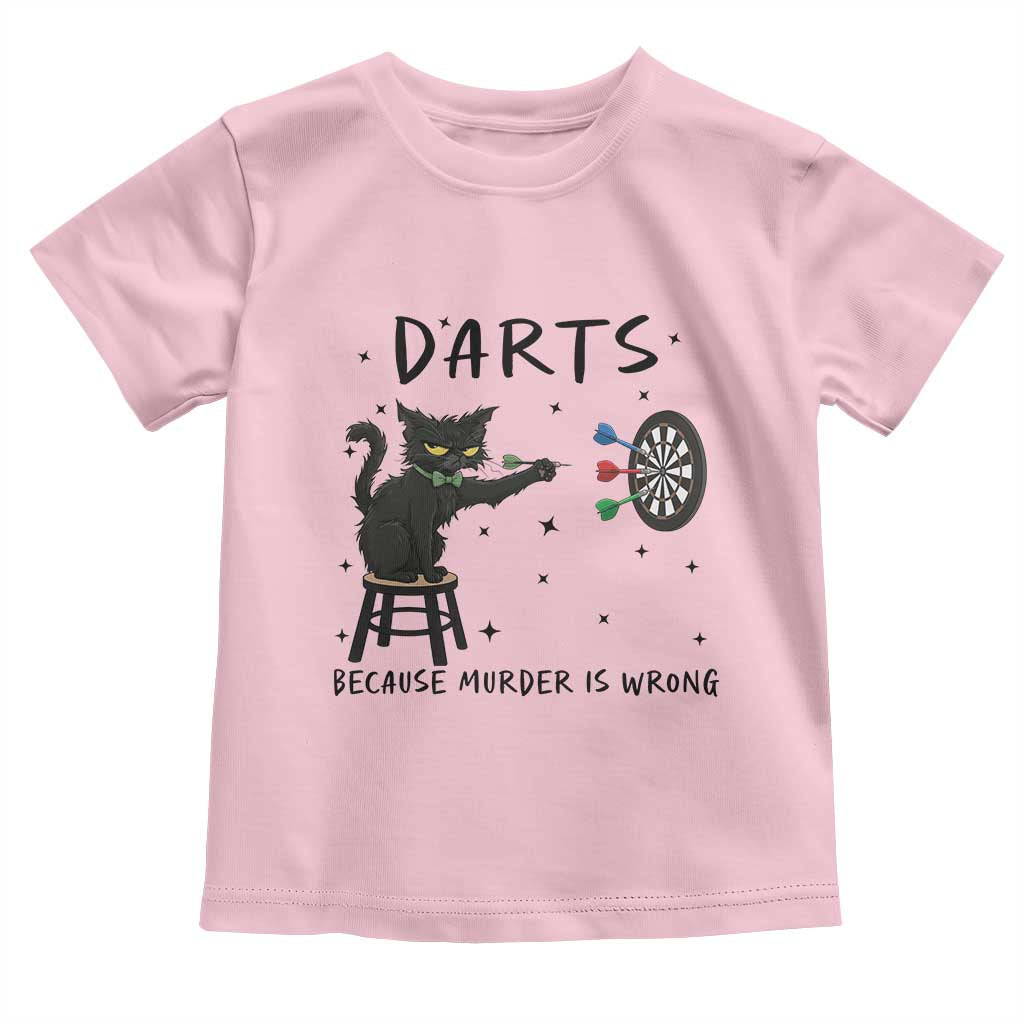 Funny Grumpy Cat Darts Toddler T Shirt Because Murder Is Wrong TS12 Light Pink Print Your Wear