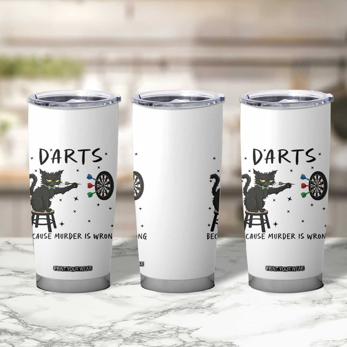 Funny Grumpy Cat Darts Tumbler Cup Because Murder Is Wrong TS12 Print Your Wear