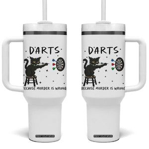 Funny Grumpy Cat Darts Tumbler With Handle Because Murder Is Wrong TS12 One Size: 40 oz White Print Your Wear