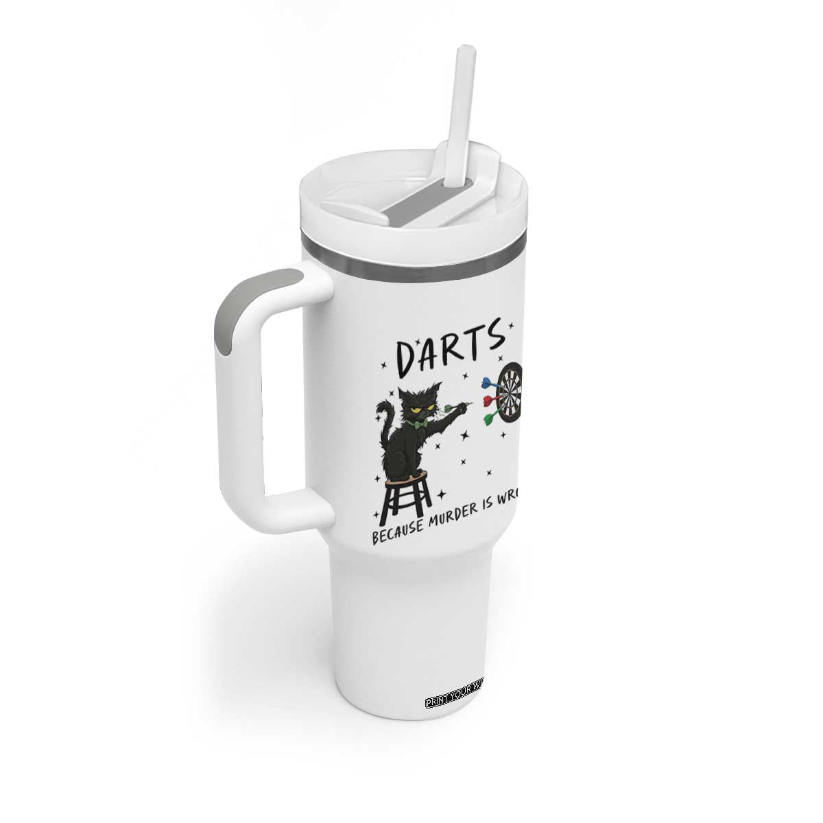Funny Grumpy Cat Darts Tumbler With Handle Because Murder Is Wrong TS12 Print Your Wear