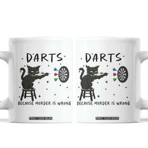 Funny Grumpy Cat Darts Coffee Mug Because Murder Is Wrong TS12 White Print Your Wear